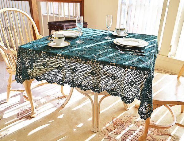 Every Green color square Crochet Tablecloth