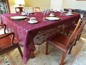 Rectangular Tablecloth. Sun Flowers Crochet Lace