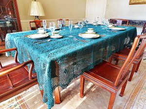 Rectangular Tablecloths. Festive Crochet Lace. Merlot Color.