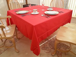 Square Hemstitch Tablecloth. Black Color.
