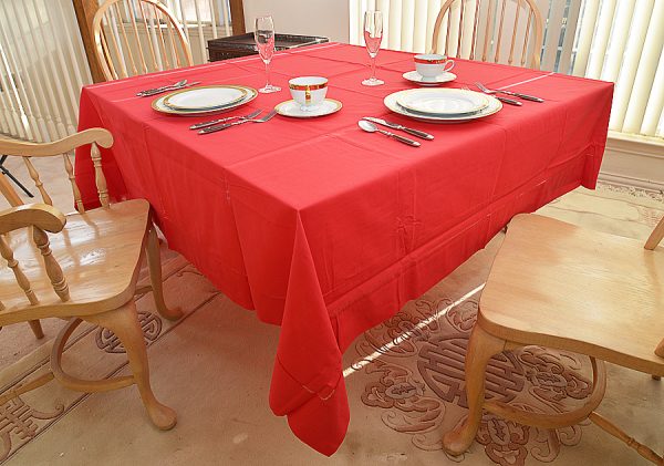Festive Red colored 90" Square Tablecloth