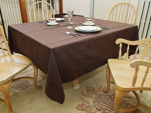 Square Hemstitch Tablecloth.Chocolate Brown.70″SQ.