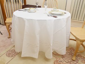 90" Round Happy Festive Hemstitch Tablecloth