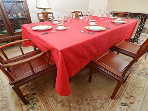 Red Hemstitch Tablecloth 70x140"