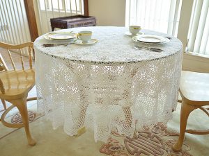 90" round crochet tablecloth