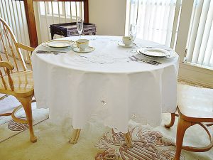 Round Tablecloth. Imperial Embroidered. 68″RD & 86″RD