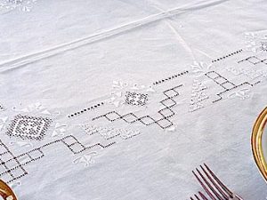 Rectangular Tablecloth. Luxembourg Hemstitch & Embroidery