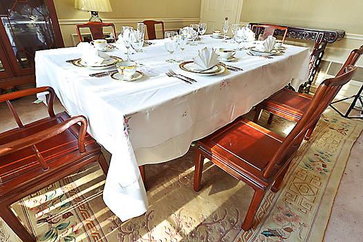 Embroidered Tablecloth with Roses