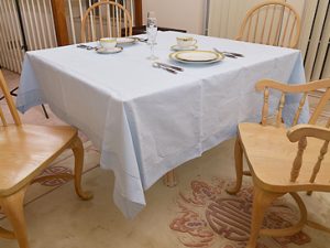 Square Hemstitch Tablecloth. Baby Blue Color. 90″SQ.