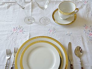 Round Tablecloth. Rose Embroidery. 65″ Round