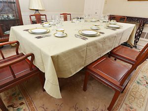 Rectangular Hemstitch Tablecloth. Celery Green.70×108″