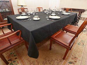 Rectangular Hemstitch Tablecloth. Black Colors.