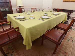Rectangular Hemstitch Tablecloth. Celery Green.70×108″