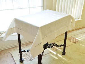 Square Tablecloth. Pearled Ivory Square Hemstitch 36″, 45″, 70″