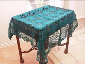 Square Tablecloth. Festive Everygreen Square Crochet. 36″45″54″ SQ.