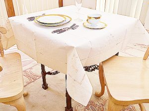 Square Tablecloth. Pearled Ivory Square Hemstitch 36″, 45″, 70″