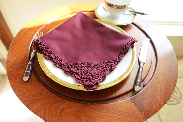 merlot color crochet napkins